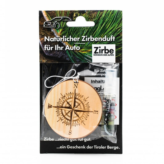 Natürlicher Autoduft aus Zirbe Kompass