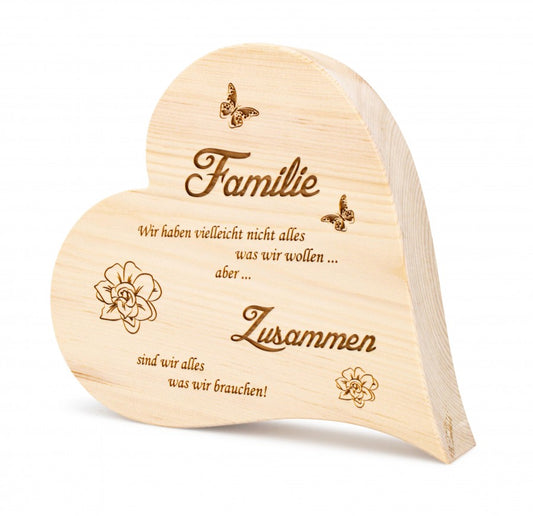 Zirbenherz Familie Zusammen 30cm