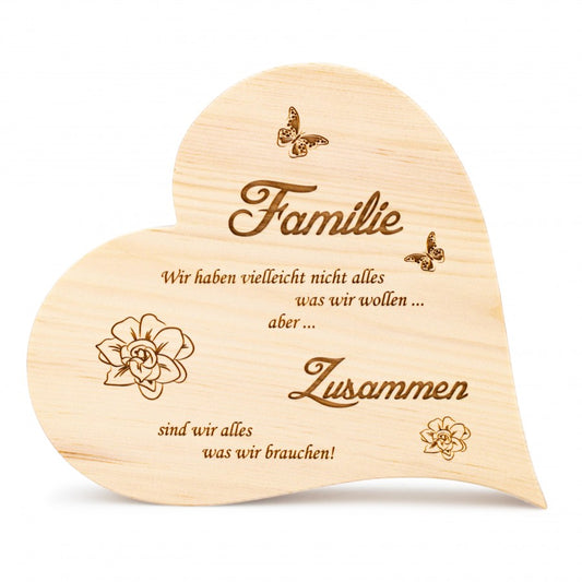 Zirbenherz Familie Zusammen 30cm