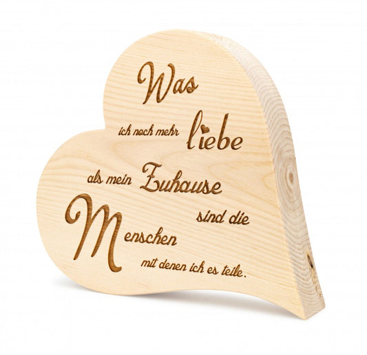Zirbenherz Was ich noch mehr liebe 30cm