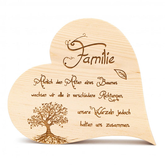 Zirbenherz Familie mit Baum 20cm