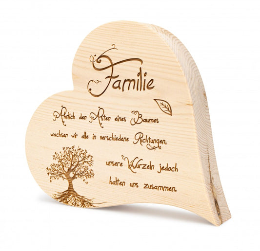 Zirbenherz Familie mit Baum 30cm