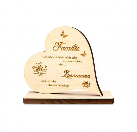 Zirbenherz auf Sockel Familie