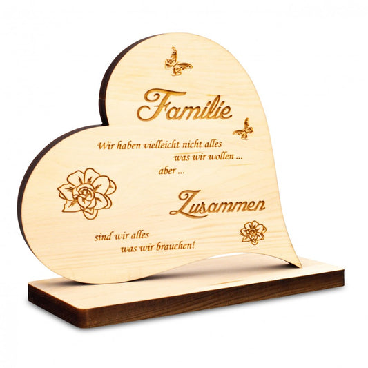 Zirbenherz auf Sockel Familie