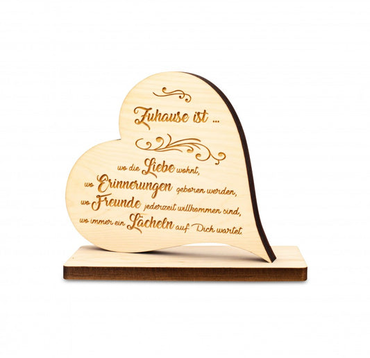 Zirbenherz auf Sockel Wo die Liebe wohnt