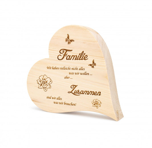 Zirbenherz Familie Zusammen 20cm