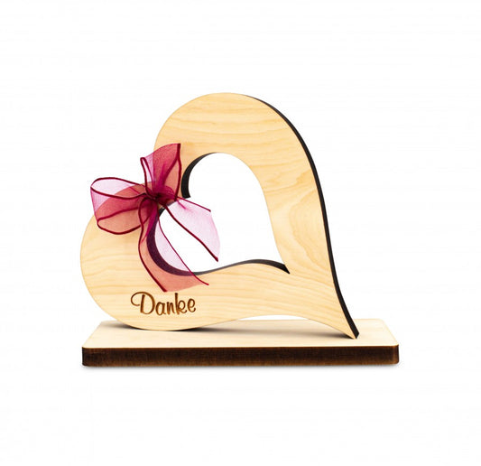 Zirbenherz mit Schleife Danke