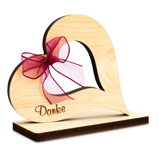 Zirbenherz mit Schleife Danke