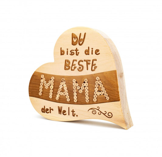 Zirbenherz Beste Mama mit Zirbenrollen 20cm