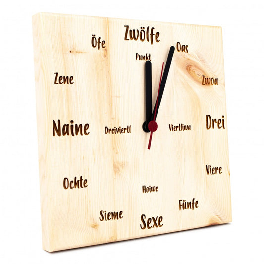 Zirben Wanduhr Tiroler Mundart