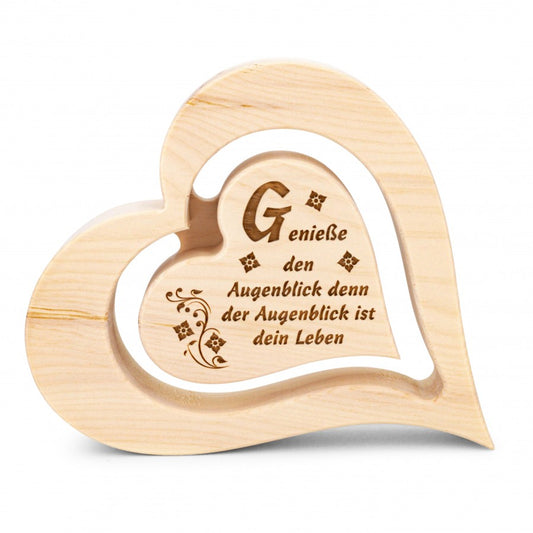 Zirbenherz 20cm Genieße den Augenblick