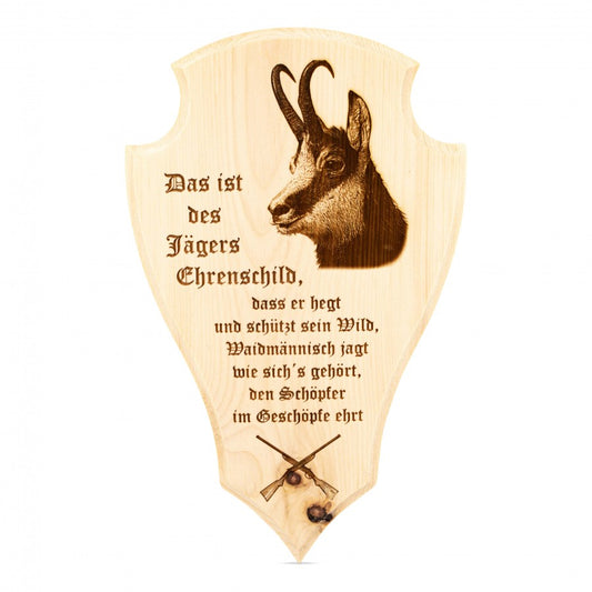 Jäger Wandbild aus Zirbe Des Jägers Ehrenschild