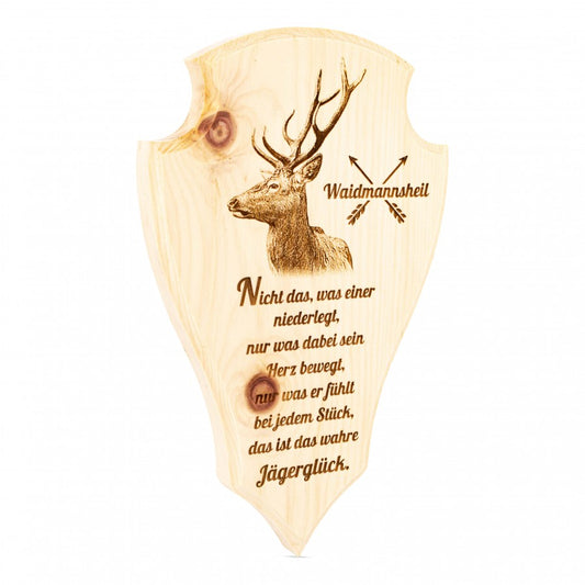 Jäger Wandbild aus Zirbe Waidmannsheil