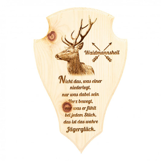 Jäger Wandbild aus Zirbe Waidmannsheil