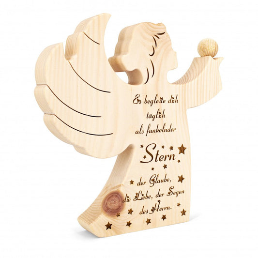 Zirbenengel groß Es begleite dich mit Namensgravur