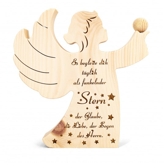 Zirbenengel groß Es begleite dich mit Namensgravur