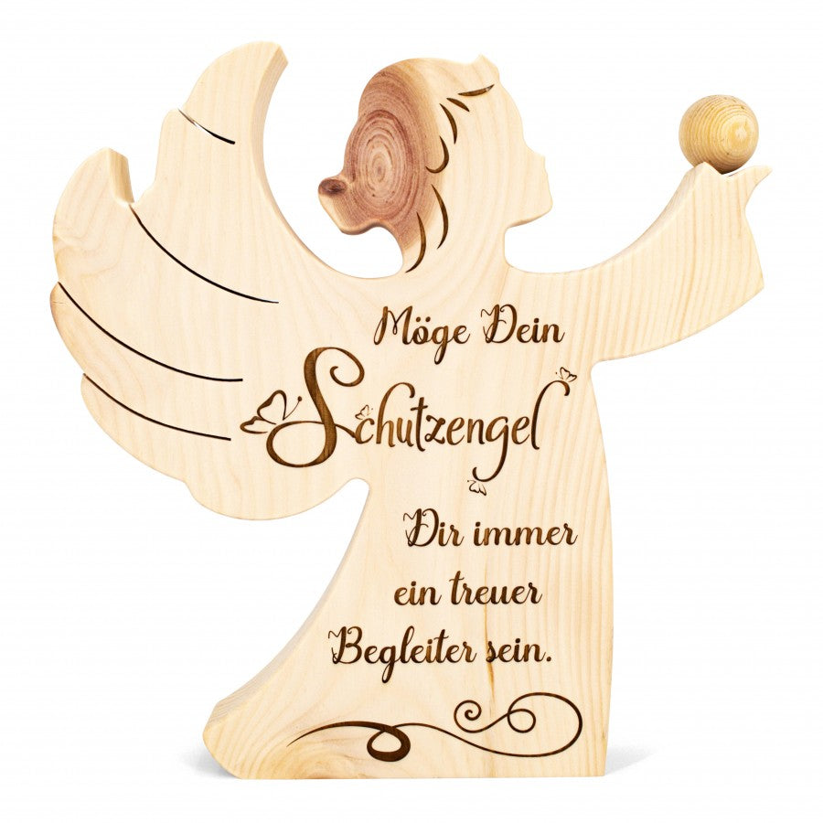Engel aus Holz mit Gravur zur Taufe - personalisiert - Schutzengel Holz