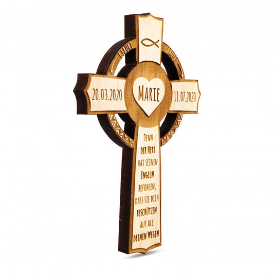 Zirbenkreuz Geburt & Taufe Namensgravur