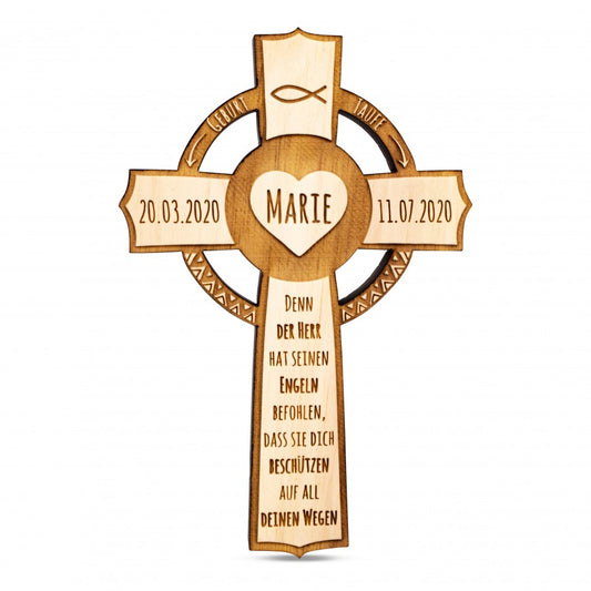 Zirbenkreuz Geburt & Taufe Namensgravur