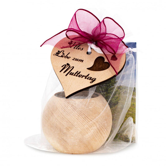 Teelichthalter aus Zirbenholz rund Muttertag