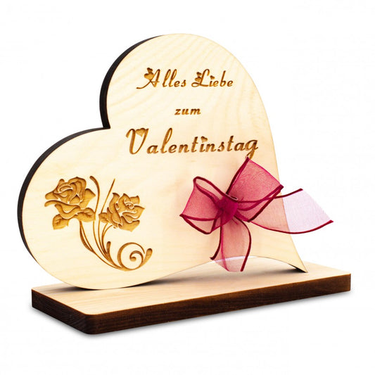 Zirbenherz mit Schleife Zum Valentinstag