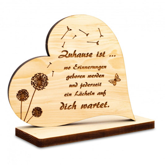 Zirbenherz auf Sockel Zuhause ist